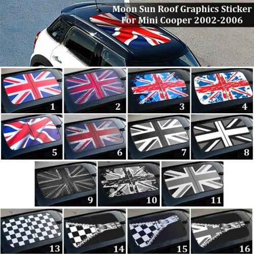 New PVC Car Sun Roof Graphics Decor Sticker Decal DIY Styling For Mini Cooper 2002-2006 F54 F55 F56 R55 R56 R60