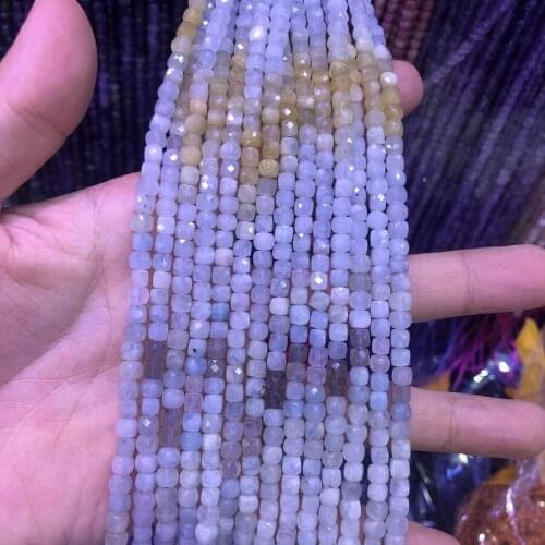 Charming Multi Aquamarin e Beads 4mm Micro Faceted Cube Gem Spacer Beads,Small Square Beads for jewelry,1string 15.5"