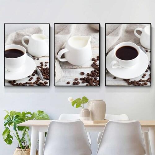 Creative Style Poster Kitchen Home Decor Modern White Cup Coffee Bean Modular Pictures Prints Painting HD Wall Artwork Canvas