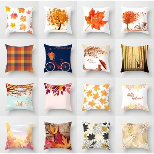 Leaf Tree Cheap Cushions Print Pillow Room Decoration Pillow Morrocan Bed Pillow Cover Chair Orange Cushion Cover Boho Custom