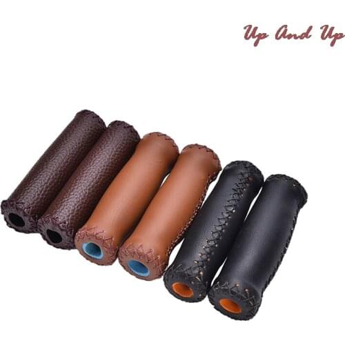 1Pair 3 Colors Vintage Retro Riding MTB Road Mountain Bike Bicycle Handlebar Grip Artificial Leather Cycling Grip Ends