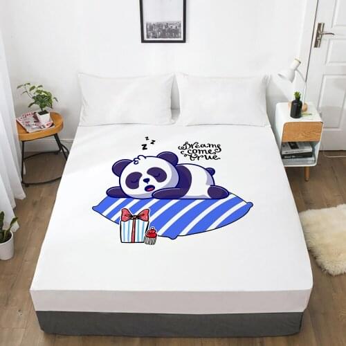 Cartoon Childrens Elastic fitted sheet bed sheet With An Elastic Band Mattress Cover Bed cover for kids baby Panda blue