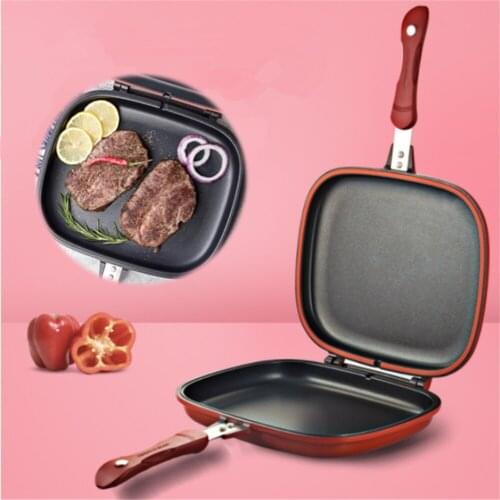 32cm Double Frying Pan Double Grill Pan Steak Frying Pans Nonstick Pans Skillet Durable Cooking Pot Saucepan Induction Wok Pans