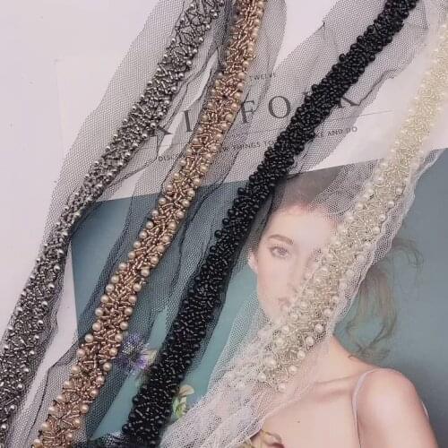 Rhinestone Beaded Chain Trim Mesh Lace for DIY Craft Supplies