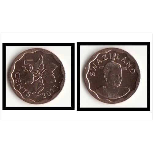 Swaziland 5 cents new version Coins Africa New Original Coin Unc Collectible Real Rare Commemorative
