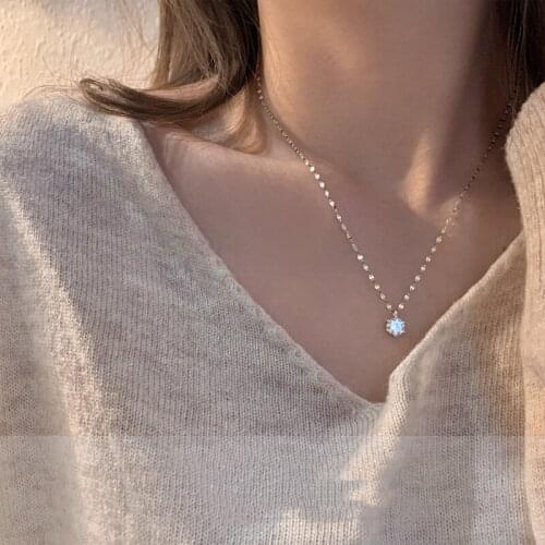 Single Zircon 925 Sterling Silver Necklace 18K Gold Choker Necklace Luxury For Women Girl Fine Jewelry All-Matched