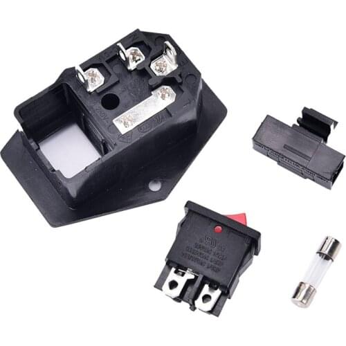 1Pc High Quality ON/OFF switch Socket with female plug for power supply cord arcade machine IO switch with Fuse