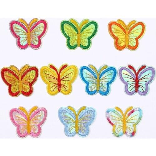 100pcs/lot Embroidery Patches Line Butterfly Animal Backpack Clothing Decoration Accessories Diy Iron Heat Transfer Applique