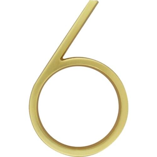127mm Golden Floating Modern House Number Satin Brass Door Home Address Numbers for House Digital Outdoor Sign Plates 5 In. #B