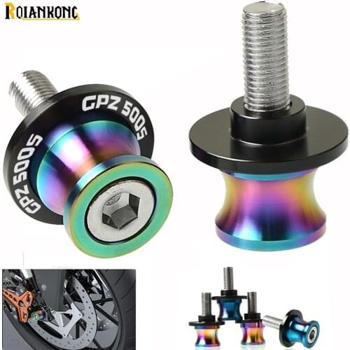 2pcs Motorcycle Stand Screws CNC Swingarm Swing Sliders Spools For KAWASAKI GPZ500S 1990-2009 2008 2007 2006 2005 2004 GP Z500S