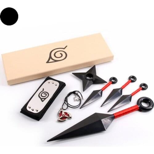 5pcs/set Konoha Ninja Sasuke Headband Kunai Sharingan Necklace Anime Cosplay Accessories Props Halloween Gifts