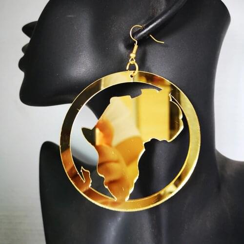 Free shipping!!Newest acrylic Mirror African Map Earrings