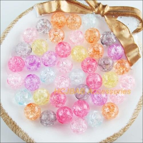50 New Shivering Round Charms Acrylic Spacer Beads Mixed Flower 10mm