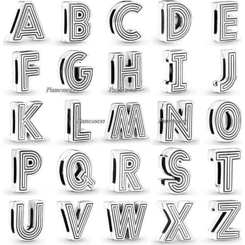 925 Sterling Silver Bead Charm Reflexions 26 Letter Clip Stopper Lock Beads Fit Women Pandora Bracelet Diy Jewelry