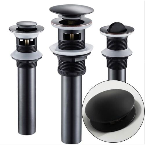 Black Brushed Bathroom Basin Pop Up Drain Antique Brass Sink Turn Round with/without Overflow Sink Waste Drainer for Bathroom