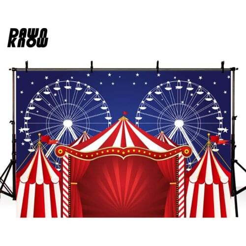 DAWNKNOW Cartoon Circus Photography Background Baby Photocall Ferris Wheel Photo Shoot Backdrop Children Photo Studio lv1300