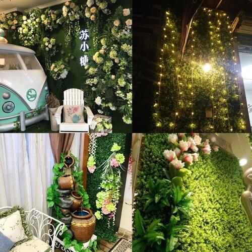 Home Decor Plastic Simulation Lawn Artificial Plant Background Green Plant wall decoration Fake Flowers Wedding Wall