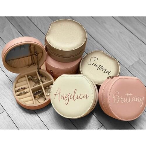 Customized Monogram Jewelry Travel Case Perfect Bridesmaid Gifts, Personalized Name Bridal Travel Case Jewelry Boxes Case