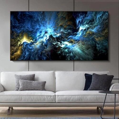 Blue Black Cloud Oil Painting Landscape Abstract Canvas Poster and Print Modern Art Wall Picture for Living Room Decor Cuadros