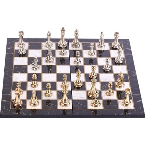 Classic Chess Set for Adults, Handmade Pieces and Marble Design Wood Chess Board King 7.5cm