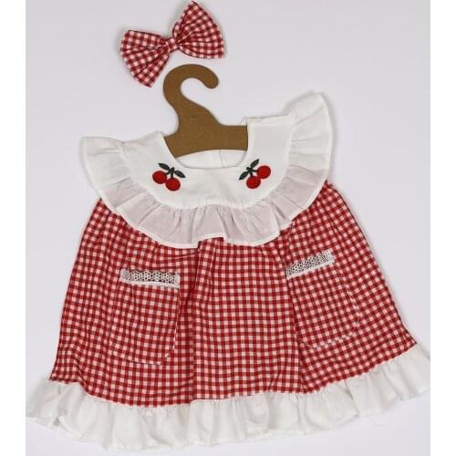 Red Gingham Dress Plaid/Checkered Cotton Cycling Neck