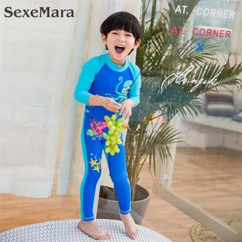 2019 Boy swimwear kids Cartoon one piece swimsuit For children long sleeve bathing suit baby boy Quality beachwear swim suit