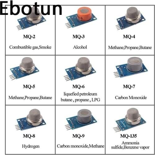 MQ-2 MQ-3 MQ-4 MQ-5 MQ-6 MQ-7 MQ-8 MQ-9 MQ-135 Detection Smoke methane liquefied Gas Sensor Module for Arduino Starter DIY Kit