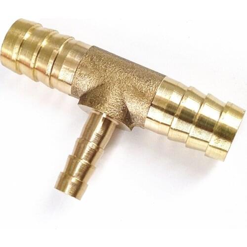 4 6 8 10 12 14 16 19mm Hose Barb OD Brass Reducer Pipe Fitting Tee 3 Way Splitter Connector