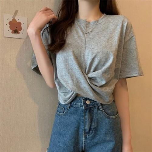 6 Colour Fashion Women Soft Cropped Solid Minimalist Hot Sale Slim Casual Chic Basic Top Korean Style Female Tops Summer T Shirt