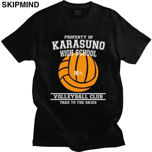 Cool Property Of Karasuno High School Volleyball Club T Shirt Men Short Sleeve Japanese Manga Haikyuu T-shirt Casual Cotton Tee