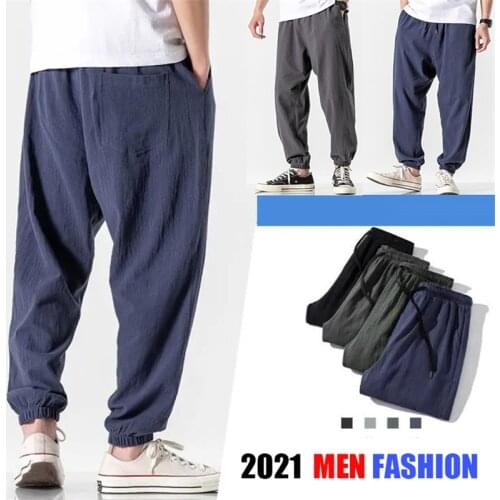Mens Harem Pants Summer Hip-hop Style High Street Korean Fashion Men Clothing Baggy Trouser Elastic Waist Sport Pants Plus Size