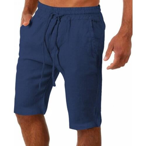 2021 Men Casual Shorts Solid Color Male Sports Shorts Knee Length Drawstring Two Pockets Men Training Shorts Short Homme