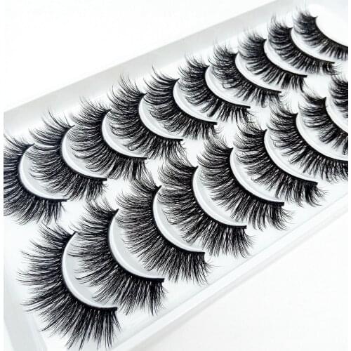 NEW 10 Pairs 3D Soft Mink Hair False Eyelashes Handmade Crisscross Wispy Fluffy Long Lashes Natural Eye Makeup Tools Eye Lashes