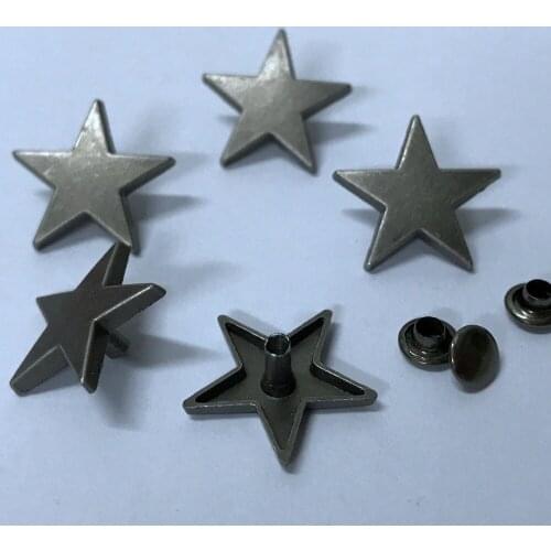 New Coming 50PCS 17.5MM Antique Silver Star Studs Rivet Punk Star Spikes Shoes Belt Bag Accessories Leather Craft Shipping Free