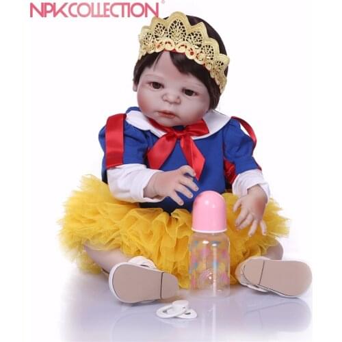 NPK 57CM Snow White Full Body Silicone Girl Reborn Babies Doll Toys Princess Babies Doll Wig Hair Birthday Gift Xmas gift