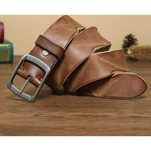 Top Quality Mens Retro 3.8cm Width Male Belt Fashion Genuine Leather Men Pin Buckle Belts for Men Styles