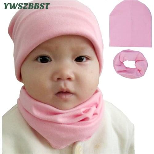 Solid Color Star Print Cotton Baby Hat Cap for Boys Girls Autumn Winter Children Hat Scarf Collar Kids Beanies Cap