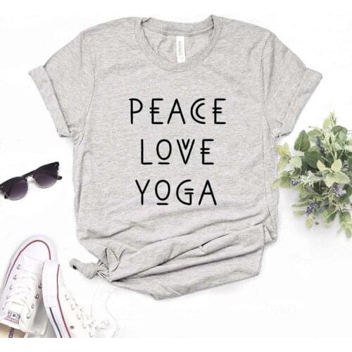 Peace love yoga Print Women Tshirts Cotton Casual Funny t Shirt For Lady Yong Girl Top Tee Hipster 6 Color P450