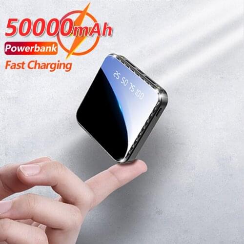50000mAh Mini Portable PowerBank External Battery Suitable for Xiaomi Iphone Flashlight LCD Digital Display Quick Charge Charger