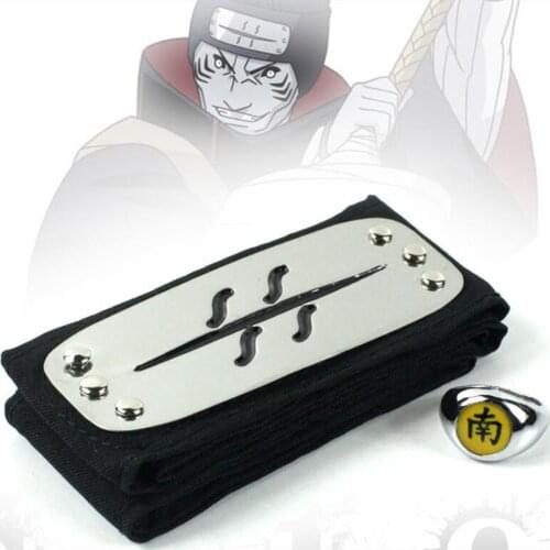 1/1 Set Anime Headband Cosplay Ring Akatsuki Itachi Pain Metal Finger Ninja Weapons Model For Plastic For Kids Collections Gifts