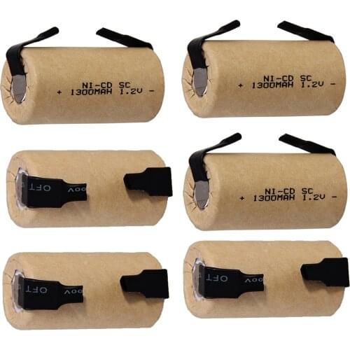 True capacity! 6 pcs SC battery sub c battery rechargeable battery replacement 1.2 v 1300 mah with tab