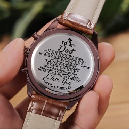 Luxury Sports Carving Waterproof Sports Watch TO MY DAD I WILL ALWAYS BE YOUR LITTLE BOY Christmas presents
