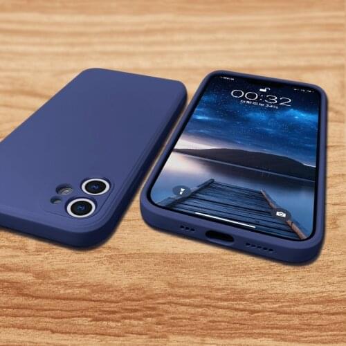 Luxury Original Square Liquid Silicone Case For iPhone 12 11 Pro Max Mini XS X XR 7 8 Plus SE 2 Shockproof Thin Soft Phone Cover