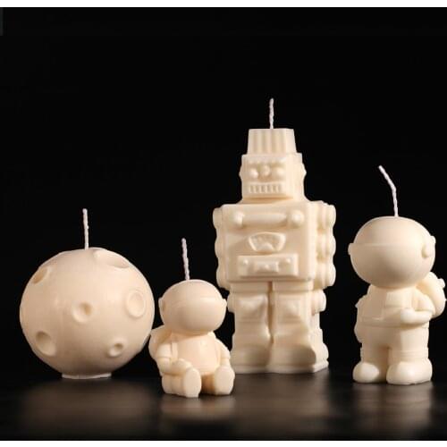 Cartoon Astronaut Candle Silicone Mold Nordic Robot Soap Candle Making Craft Supplies Mould