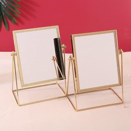 Nordic Golden Edge Decorative Mirrors Vertical Single-Sided Countertop Makeup Round Mirror Home Dressing Table Decoration Mirror
