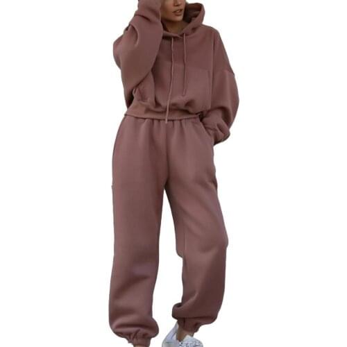 Tracksuit Long Sleeve Loose Sweatshirt Women Solid Color Pocket Hoodie Pants Outfit for Spring Matching Sets Womens Clothing