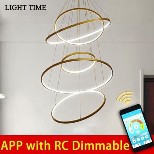 6 Rings Led Chandeliers Lighting For Living room Foyer Bedroom Hanging Lamp Lustre Metal Luminaires Indoor Chandelier Light