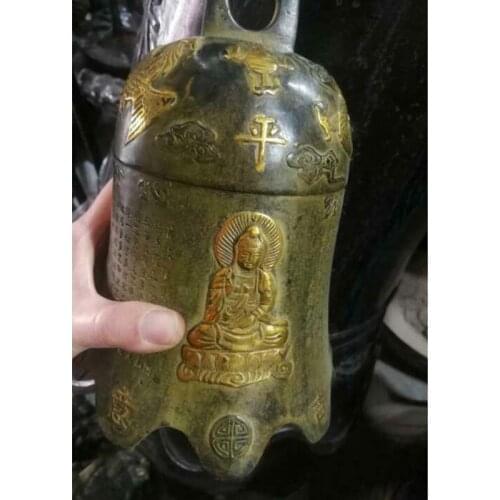 Tibet Bronze Buddhist Temple Fly Dragon Statue Kwan-Yin GuanYin Dynasty Bell