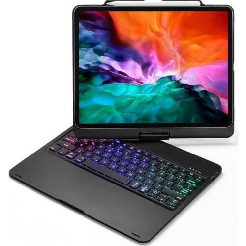 Slim Smart 7 Colors LED Backlit 360 Degree Rotating Wireless Bluetooth Keyboard Case Stand Cover For New iPad Pro 12.9 2018 2020