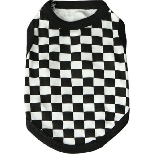 Spring And Summer Pet Cat And Dog Vest Shirt Cartoon Plaid Pattern T-shirt Clothes Breathable Clothing